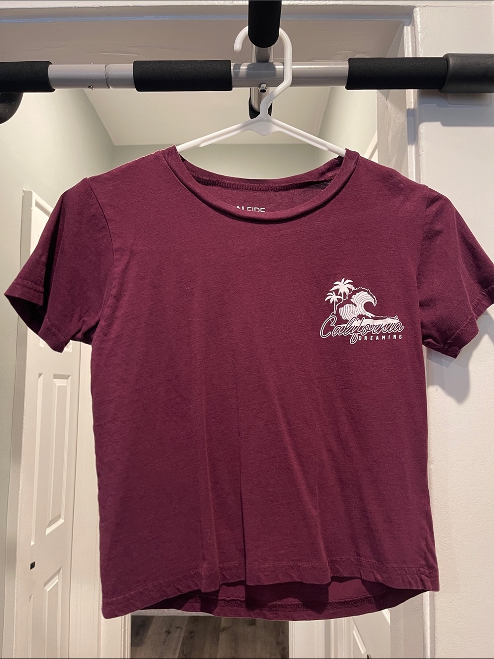 Cotton On Fire Burgundy Crewneck Cropped Tee